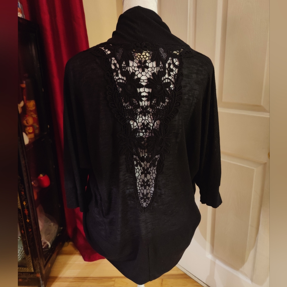 Y2k Eyelash Couture Lace back 3/4 Sleeve Cardigan